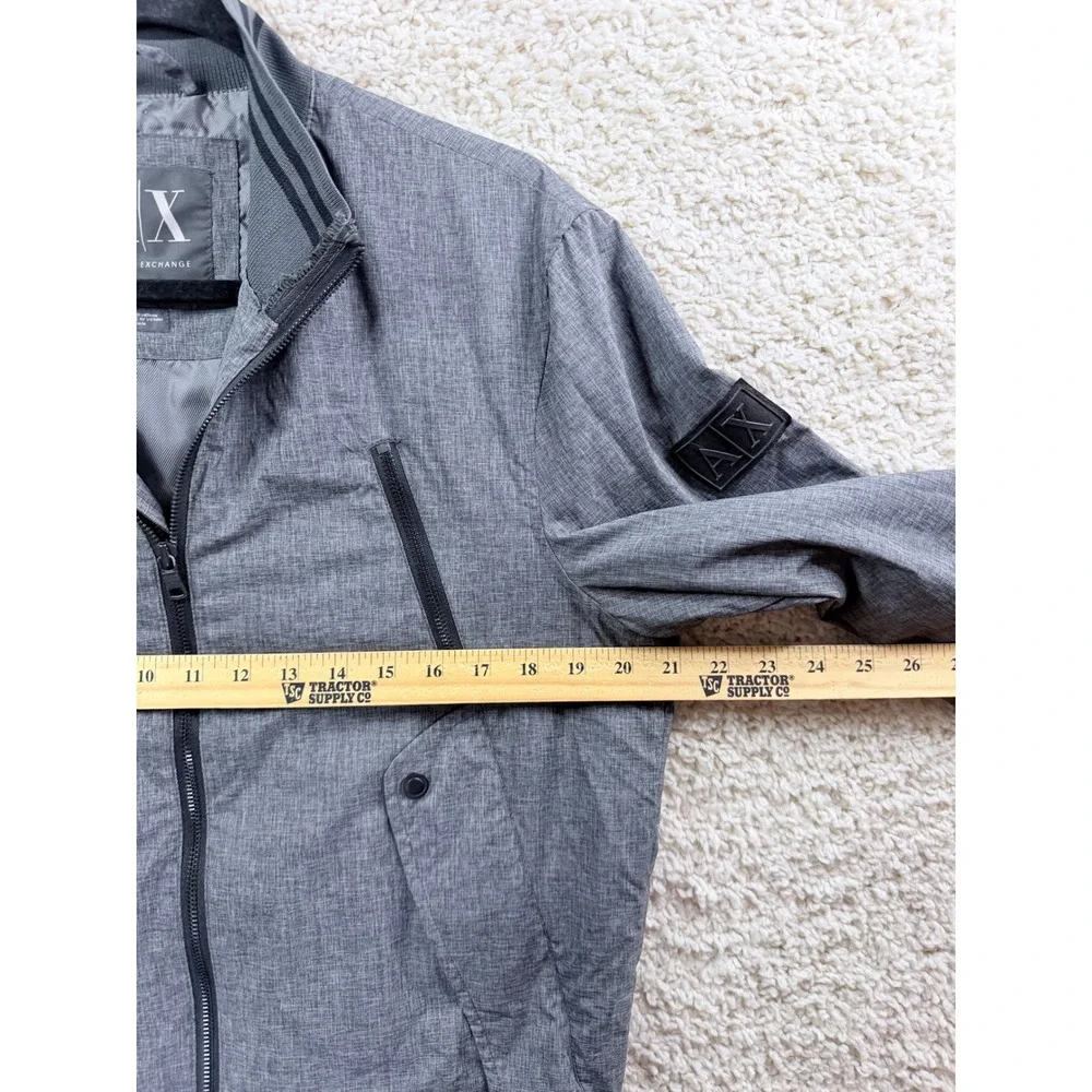 Armani Exchange Bomber Jacket Mens Medium Grey Excellent Full Zip Logo Patch